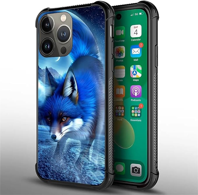 for iPhone 13 Pro Max Case, Snowy Mountain Fox Lake Pattern Graphic Design Girl - Image 2