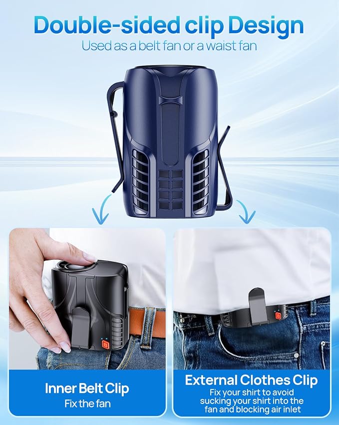 Portable Personal Waist Fan& Neck Fan, 14000RPM Brushless Motor, 40H Runtime - Image 6