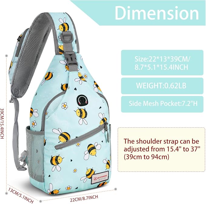 ZOMAKE Sling Bag, Small Crossbody Sling Backpack, Water Resistant Shoulder - Image 2