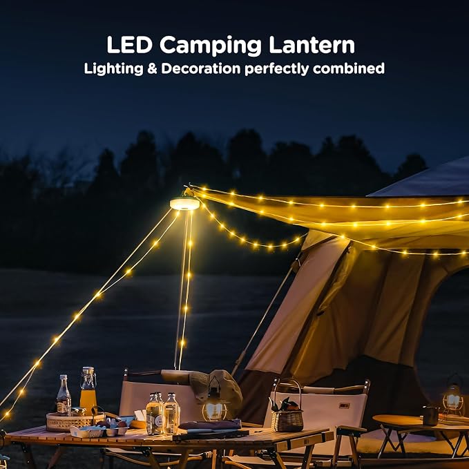 OGERY Camping String Lights, 4 in 1 Quick Storage 32.8FT Rechargeable Tent - Image 2