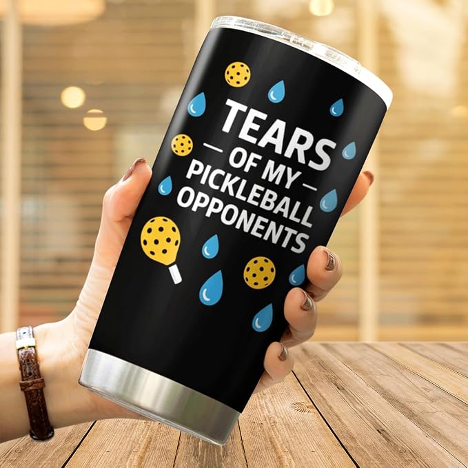 CUBICER Tears Of My Pickleball Opponents Design 20 Oz Stainless Steel Tumbler - Image 4