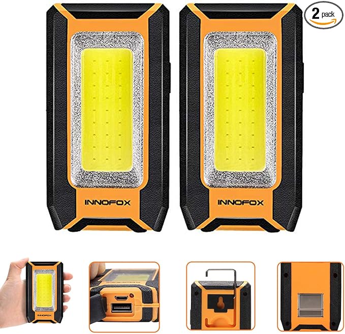innofox 2-Pack LED Rechargeable Magnetic Work Light 1500 Lumens, Hanging Hook by innofoxlightseveryspaceinsideandout