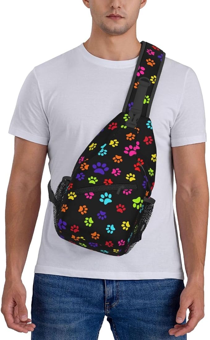 Colorful Paw Print Crossbody Sling Bags - Image 6