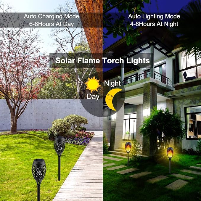 Kurifier 12Pack Flickering Flame Solar Torch Lights - Image 2