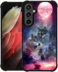 for Samsung Galaxy S23 FE Case, Star Two Wolfs Howling Pattern Graphic Design by FKBRCL4U