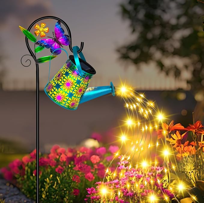 Solar Watering Can with Lights, Waterproof Solar Lantern with Butterfly - Image 5