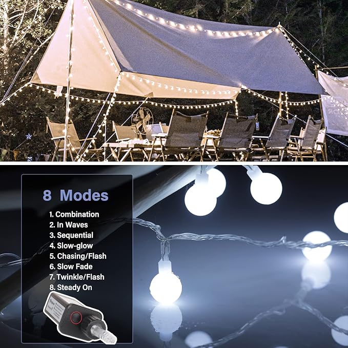 Minetom 33 Feet 100 Led Globe Ball String Lights, Fairy String Lights Plug in - Image 2