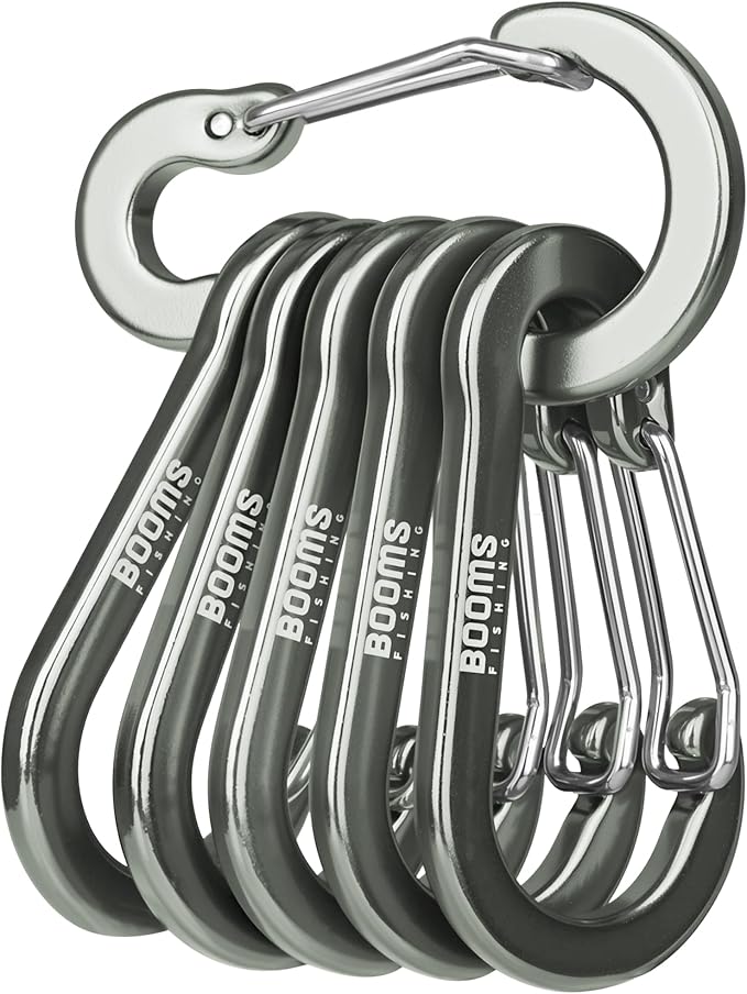 Booms Fishing CC1 Multi-Use Carabiner Clip, 6 Pack Small Caribeener Clips by BoomsFishing