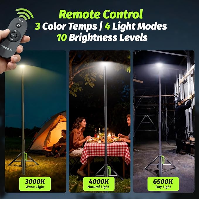 Tresda Rechargeable Telescopic Camping Light, 8.4FT LED Work Light - Image 3