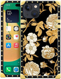 Compatible with iPhone 14 Case, Blooming Rose Golden Flower Luxury Golden by Unknown
