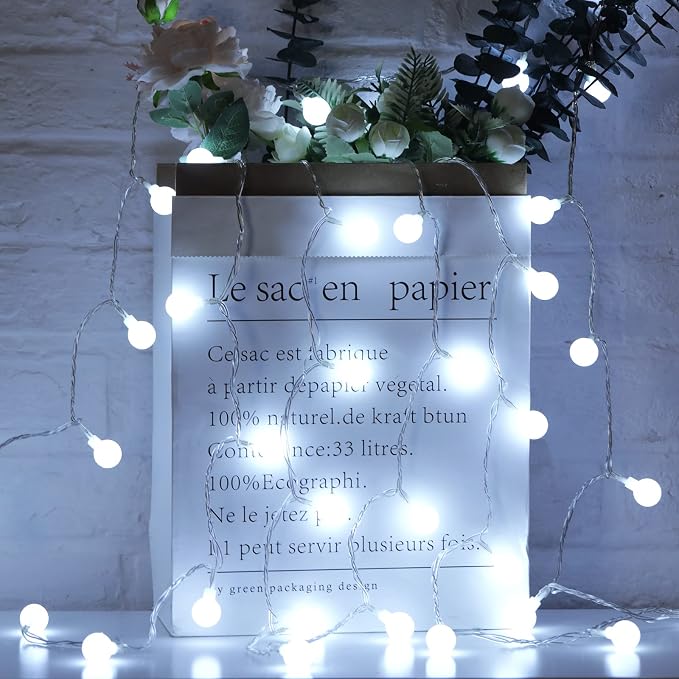 Minetom Globe String Lights, 66 Feet 200 Led Fairy Lights Plug in, 8 Modes - Image 2