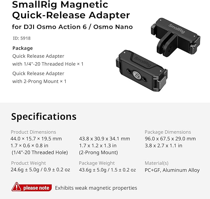 SmallRig Action 6 / Nano Magnetic Quick-Release Adapter Mount - Image 7