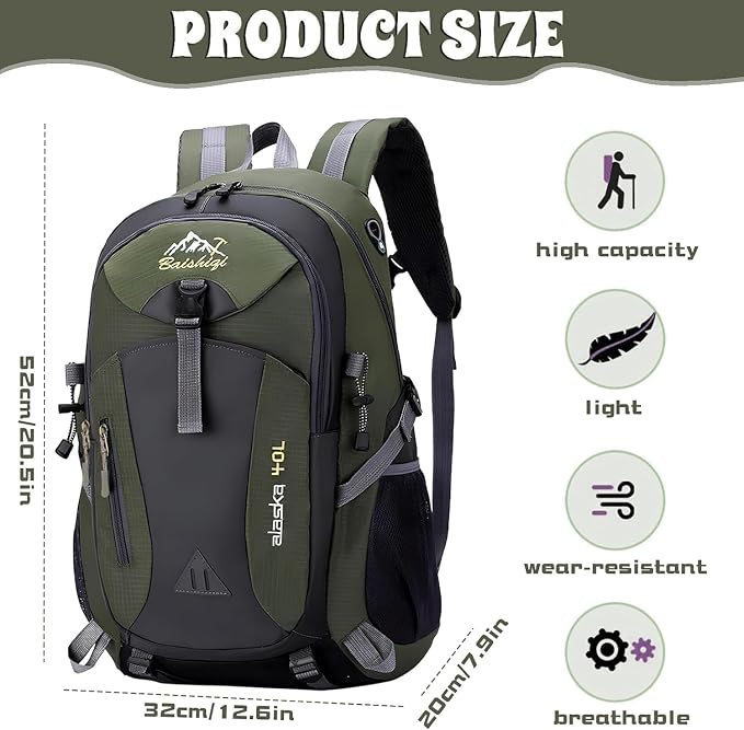 40L Hiking Backpack, Lightweight Daypack - Image 2