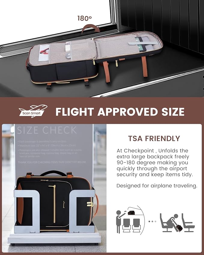 LOVEVOOK 40L Travel Backpack for Women & Men, Airline Approved Carry On Luggage - Image 2