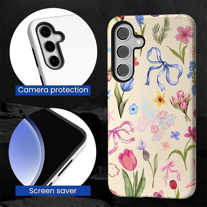 for Samsung Galaxy S25 Plus Case, HL2 Aesthetic Flower Preppy Collage Hybrid 2 - Image 4