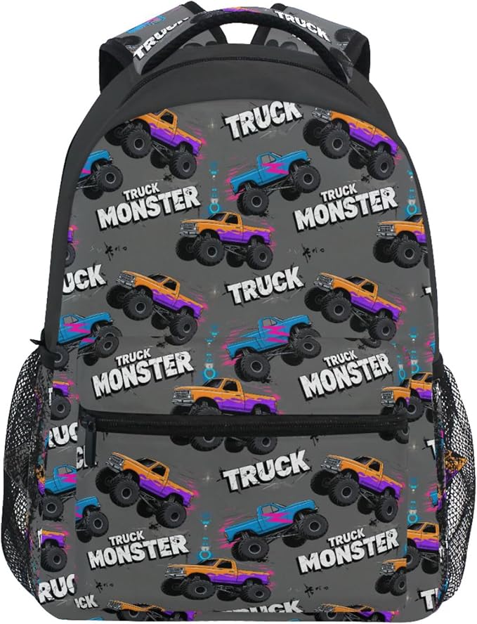 Wamika Monster Truck Boys Backpack Racing Cars School Backpacks Kids Girls by Wamika