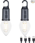 2-Pack Rechargeable Camp Light, Warm White LED Teardrop Bulb, Battery Powered by FestiveLiving