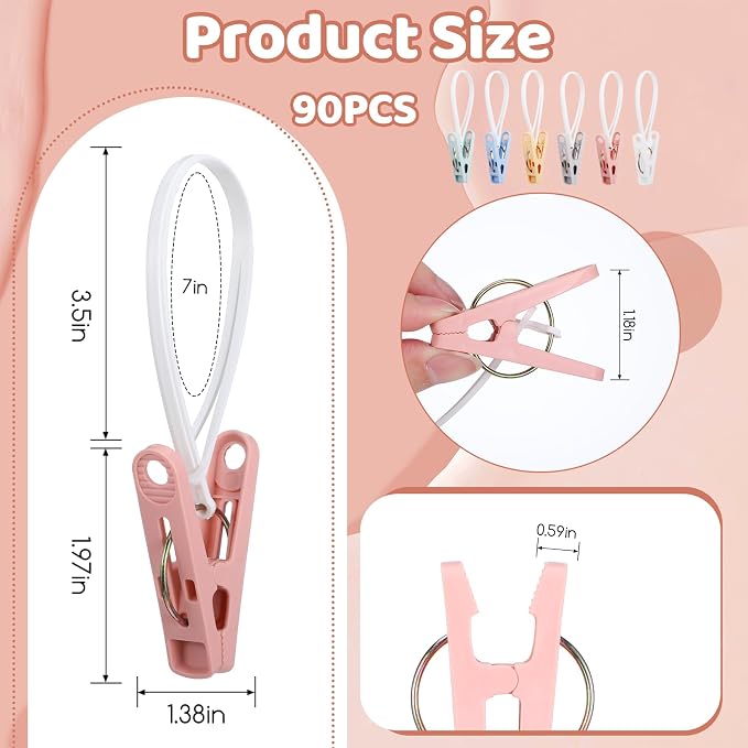 90 Pack Multi Purpose Laundry Hooks Hanging Clips, Clothes Pins - Image 4