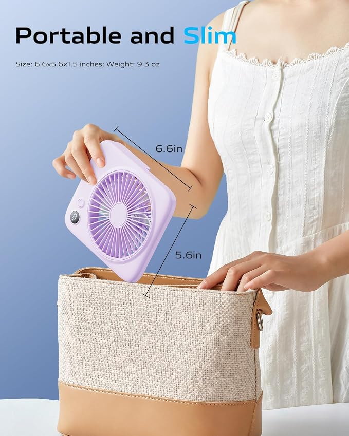 Otlonpe Portable Desk Fan 6.5 Inch, 4000mAh Rechargeable Battery Operated & USB - Image 7