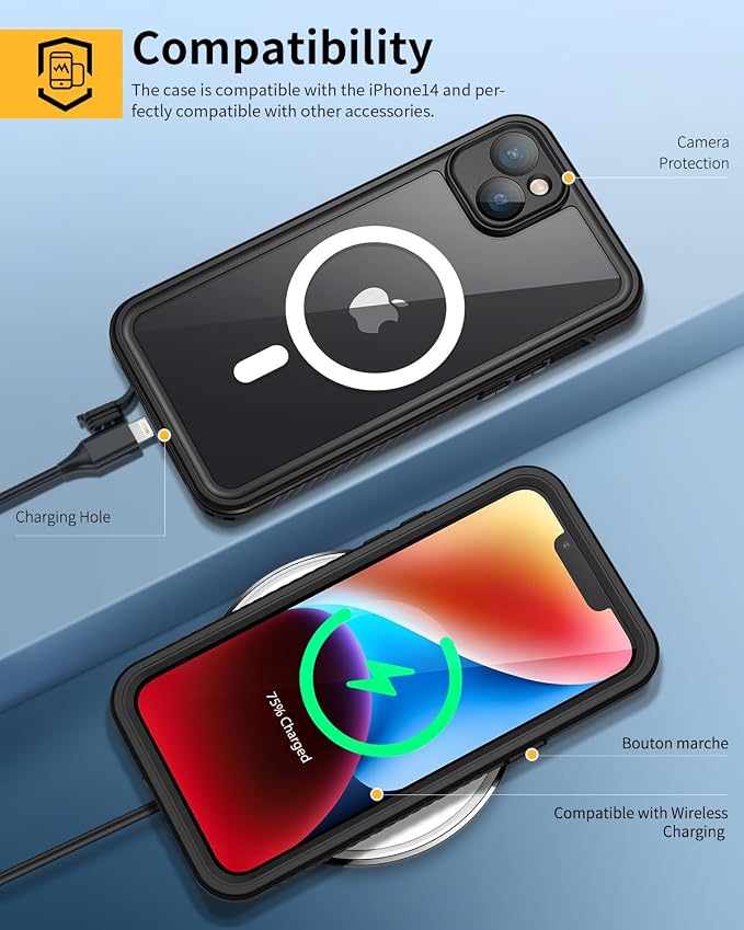 Lanhiem for iPhone 14 Magnetic Case, Waterproof Dustproof Shockproof Case - Image 6
