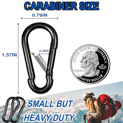 40PCS M4 Heavy Duty Carabiner Clip, 1.57Inch Snap Hook Quick Link Small - Image 2