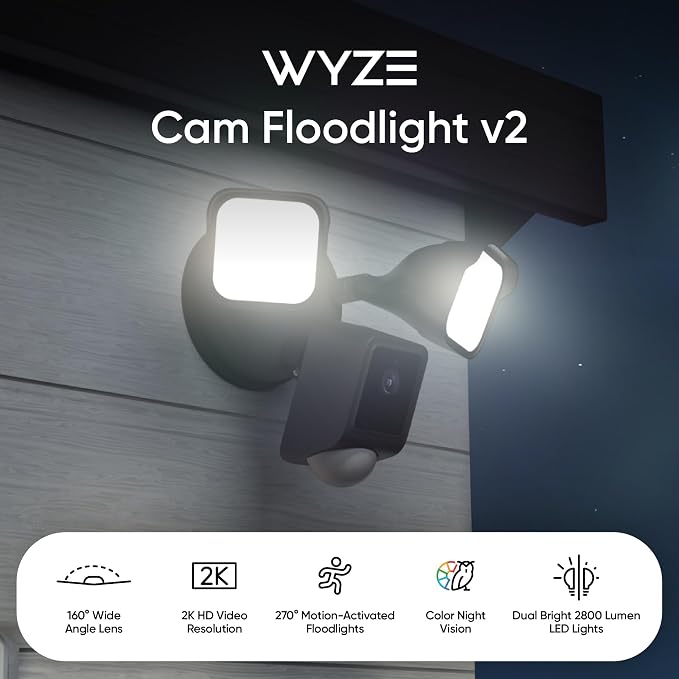 WYZE Floodlight Camera v2, Security Camera Outdoor, 2K HD - Image 3