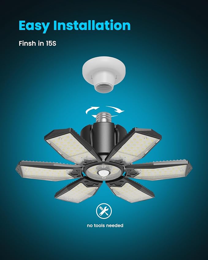 Garage Lights with Motion Sensor, 20000LM Motion Sensor Light Bulb Indoor with - Image 6