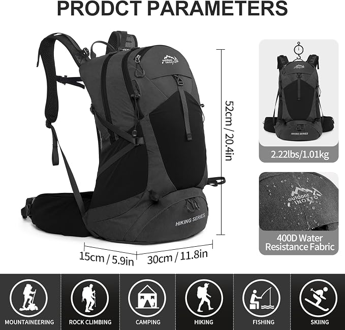 IX INOXTO Hiking Backpack, 26L/40L Waterproof Hiking Daypack - Image 2