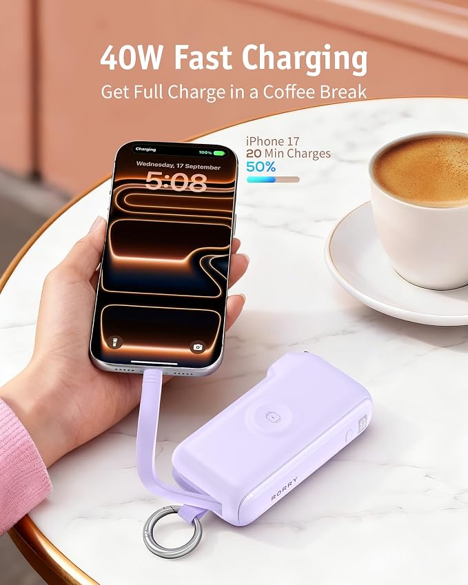 RORRY Flow Portable Charger, 10000mAh 40W Fast Charging Power Bank - Image 4