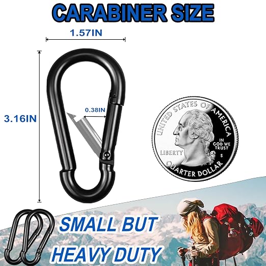 20PCS M8 Heavy Duty Carabiner Clip, 3Inch Snap Hook Quick Link Small Carabiner - Image 2