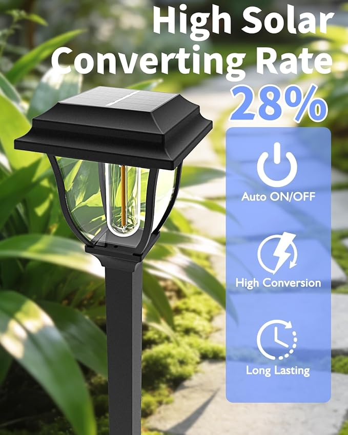 Solar Pathway Lights 2 Pack Mini Outdoor 3000K Bright Auto On/Off Solar Garden - Image 5
