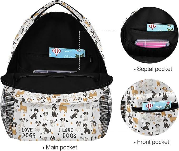 Wamika Bernese Mountain Dog Kids Backpack Cute Puppy Paw School Backpack Boy - Image 3