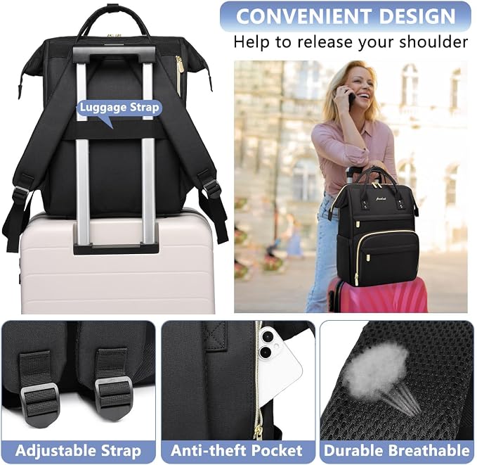 Focdod Women Laptop Backpack Work Bag - Image 5