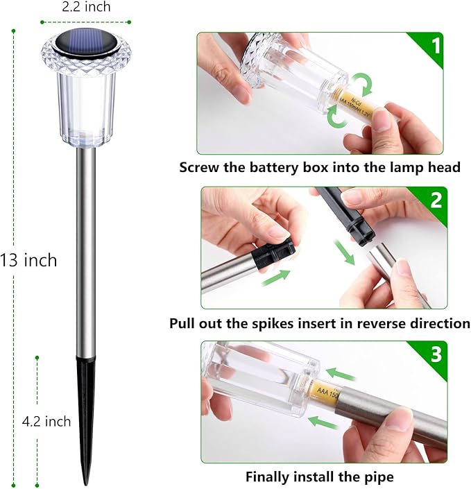 Solar Pathway Lights 10 Pack Solar Lights Outdoor Waterproof 6000K Cold White - Image 5