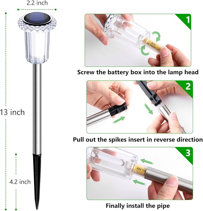 15 Pack Solar Pathway Lights Solar Lights Outdoor, Led Waterproof Yard Walkway - Image 5