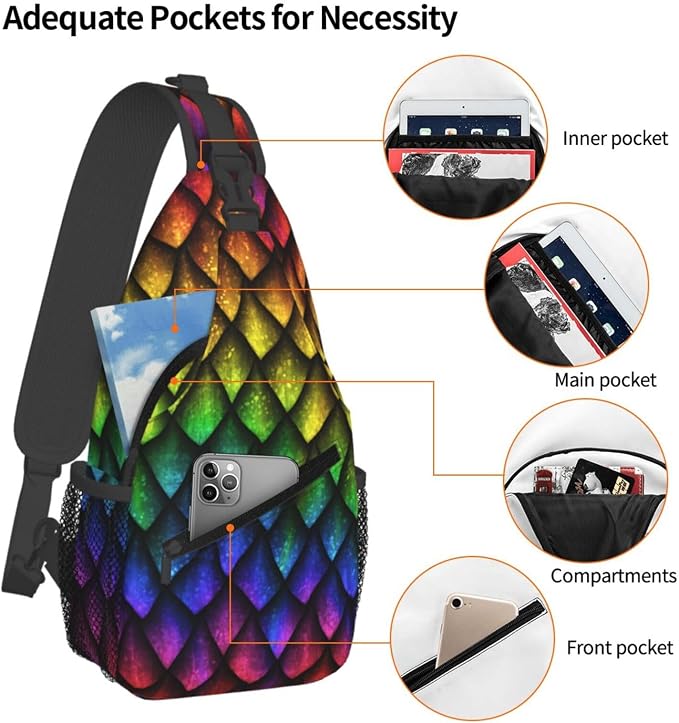 Dragon Scale Sling Bag For Women Men Fashion Animals Skin Backpack Crossbody - Image 4