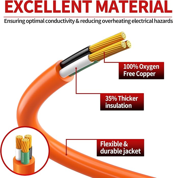 50 FT 12 Gauge Extension Cord Outdoor, Heavy Duty Weatherproof & Flame - Image 2