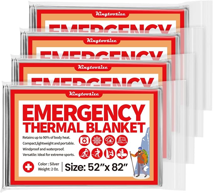 Emergency Thermal Blanket, Mylar Space Blanket Survival Kit by KingtooSize