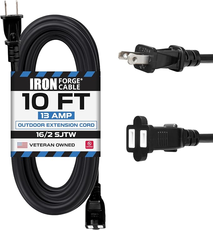 Iron Forge Cable 10 Ft Black Extension Cord, 10 Foot Extension Cord by IronForgeCable