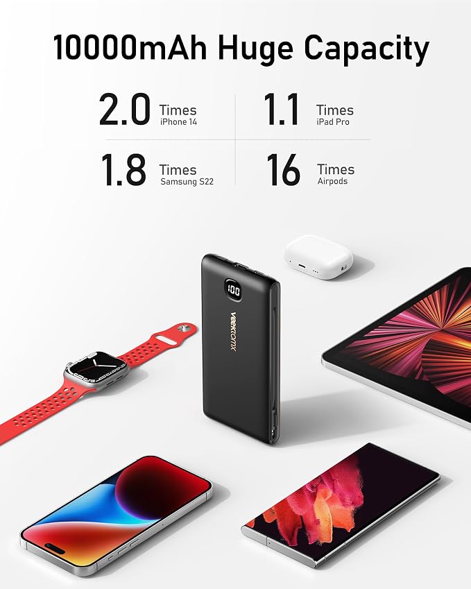VEEKTOMX Portable Charger with Built in Cables 10000mAh, Power Bank - Image 6