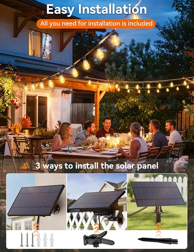 Brightever 100FT Solar String Lights Outdoor Waterproof - Image 8