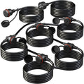 50FT Black Outdoor Extension Cord, Evenly Spaced 6 Outlets Plugs by Belllights