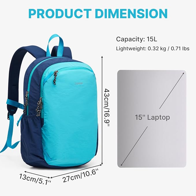 G4Free 15L Hiking Backpack Lightweight Small Travel Backpack Casual Daypack - Image 2