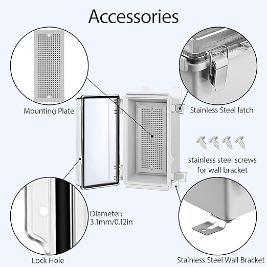 LeMotech Electrical Box, IP67 Waterproof Hinged Clear Cover Stainless Steel - Image 4
