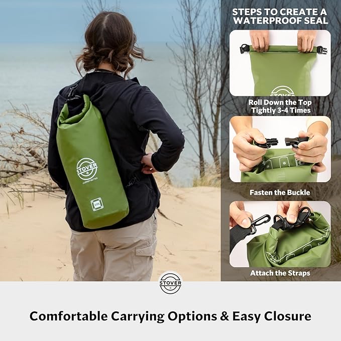 STOVER 5/10/25/30/40/55L Waterproof Dry Bag- Roll-Top Backpack w/Phone Case- - Image 5