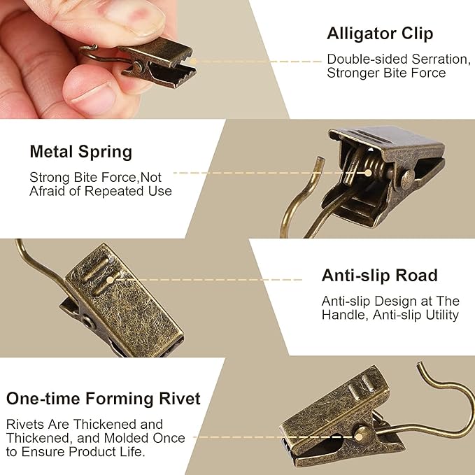 JANYUN 120 Pack Clip Hook Set Curtain Clips - Image 3