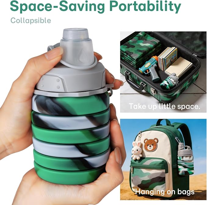 Reusable BPA Free Foldable Silicone Water Bottles - Image 3