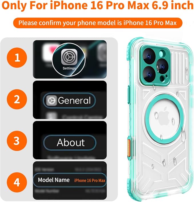 for iPhone 16 Pro Max Waterproof Case Compatible - Image 2