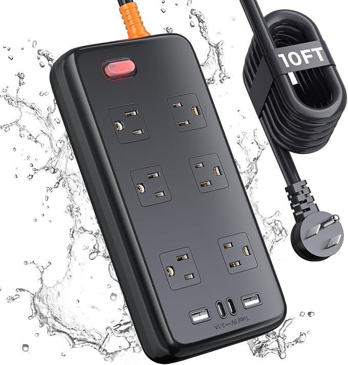 Outdoor Power Strip Weatherproof, IPX6 Waterproof Surge Protector by ZZJPowerStrip