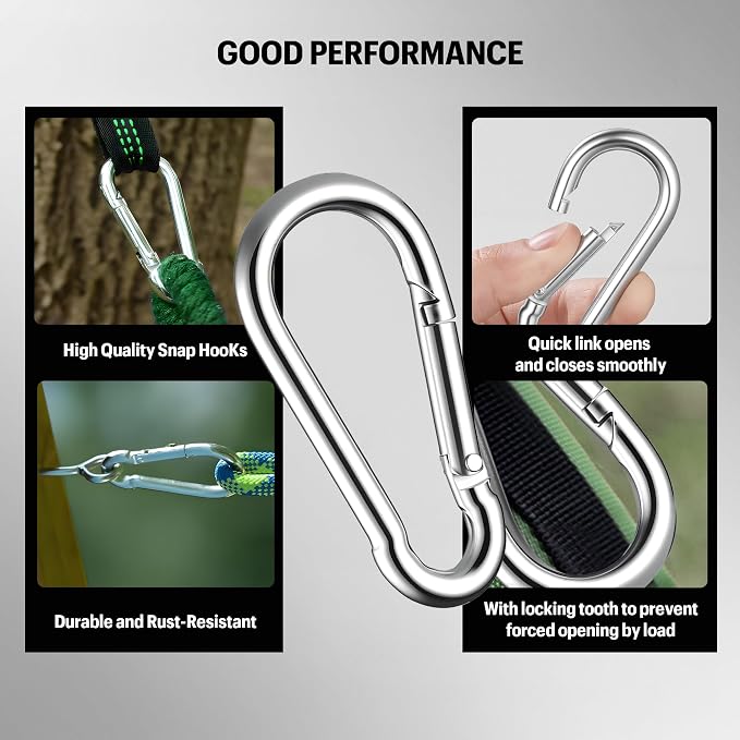 Heavy Duty Spring Snap Hook Carabiners Bulk, 500LB Capacity - Image 4